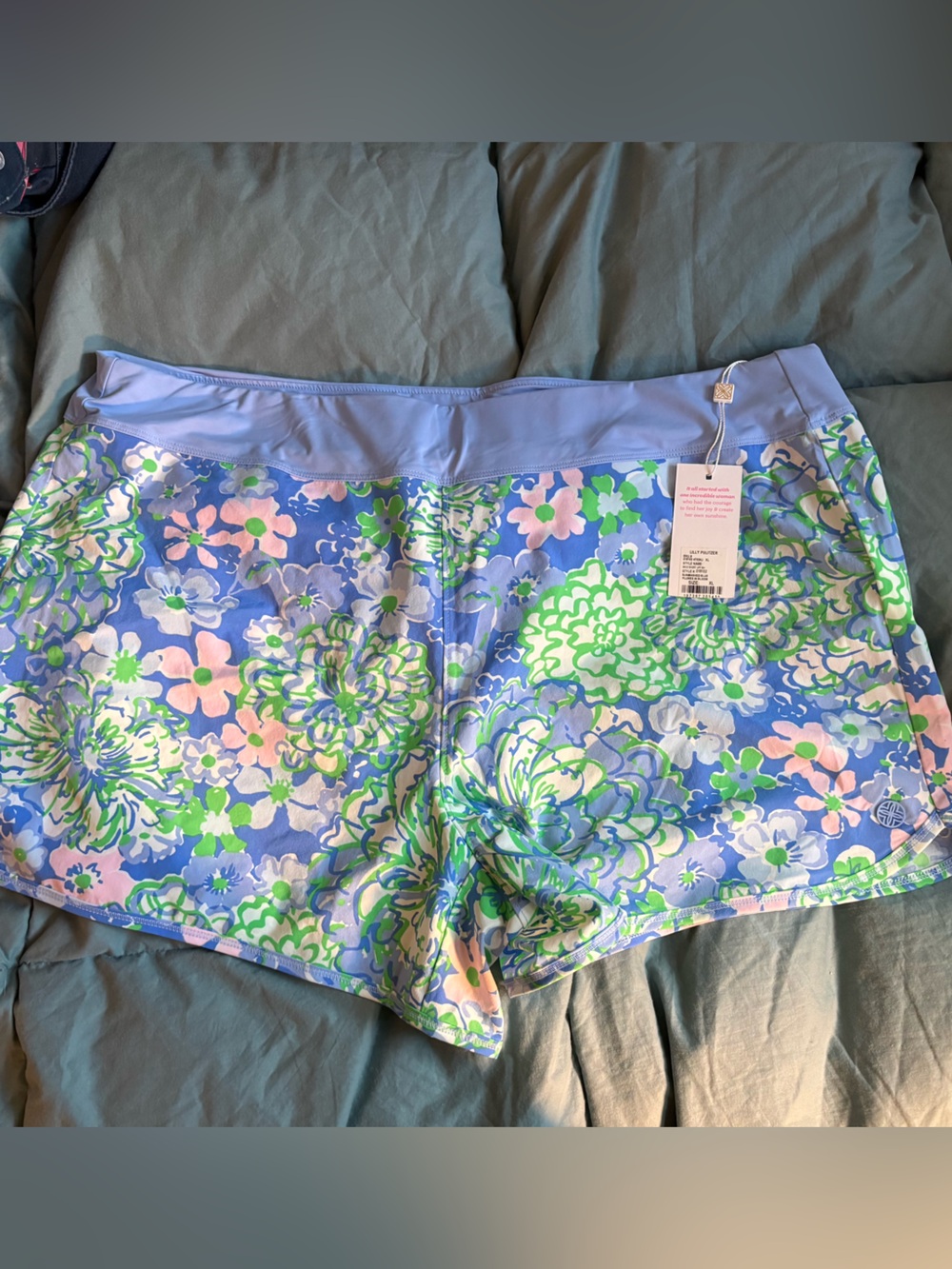 Luxletic by Lilly Pulitzer Bicci Shorts Floral Light Blue, Green & Pink
